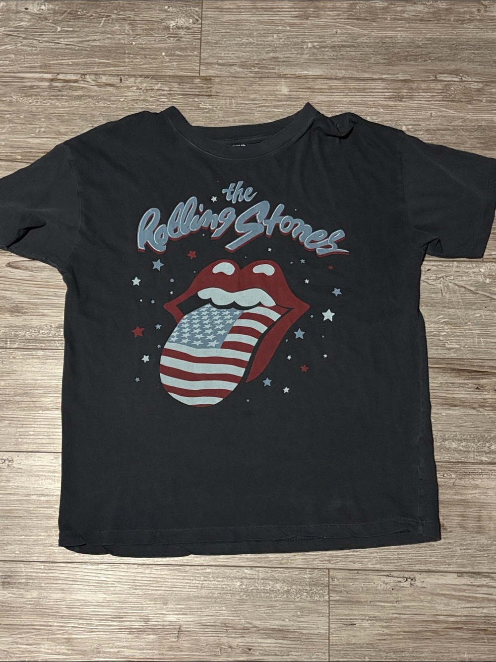 American Eagle Outfitters Band Tee with Red, White & Blue Rolling Stones Graphic